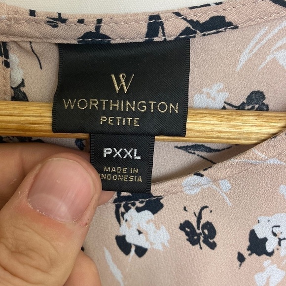 WORTHINGTON Light Ruffle Floral Chiffon Blouse - C4 - Picture 3 of 4